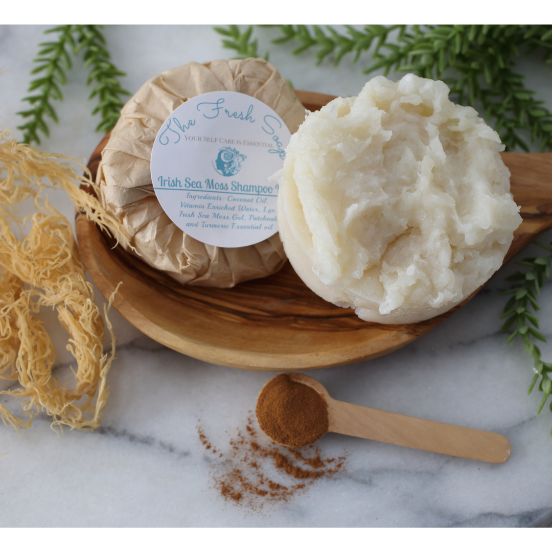 Irish Sea Moss Shampoo Bar infused with Turmeric and Patchouli
